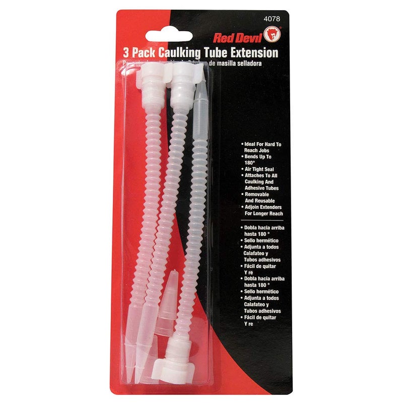 Red Devil 4078 3 Pack Caulking Tube Extension Clear - Image 1